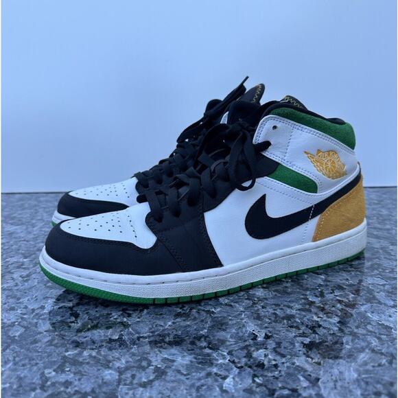 Nike Air Jordan 1 Mid SE Shoes Oakland Lucky Green Yellow 852542-101 Men\'s 10.5 main image 10